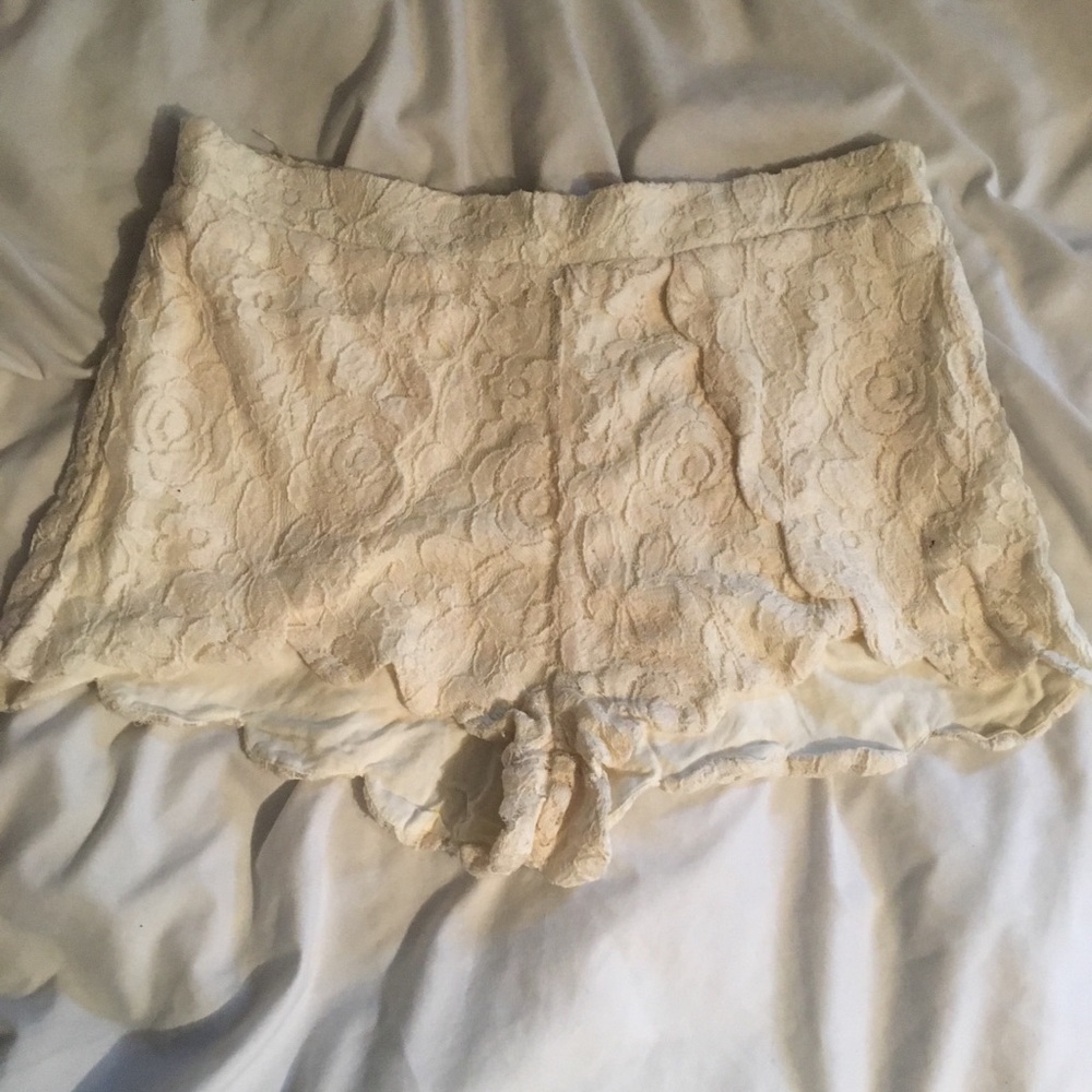 off white lacey shorts